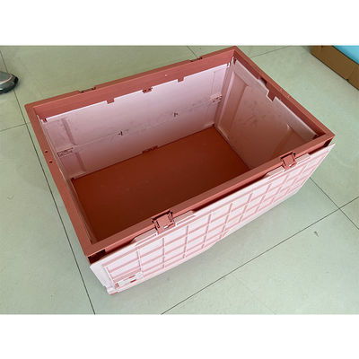 부착된 덮개와 접힌 HDPE 플라스틱 저장 나무상자