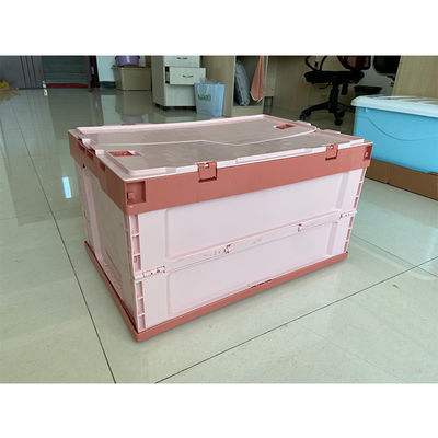부착된 덮개와 접힌 HDPE 플라스틱 저장 나무상자