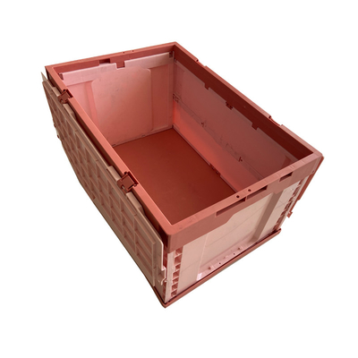 부착된 덮개와 접힌 HDPE 플라스틱 저장 나무상자